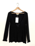 SÃƒÆ’Ã¢â‚¬Â°ZANE PULL SOIZIC - BLACK JUMPER WITH FRONT LACE - SIZE L