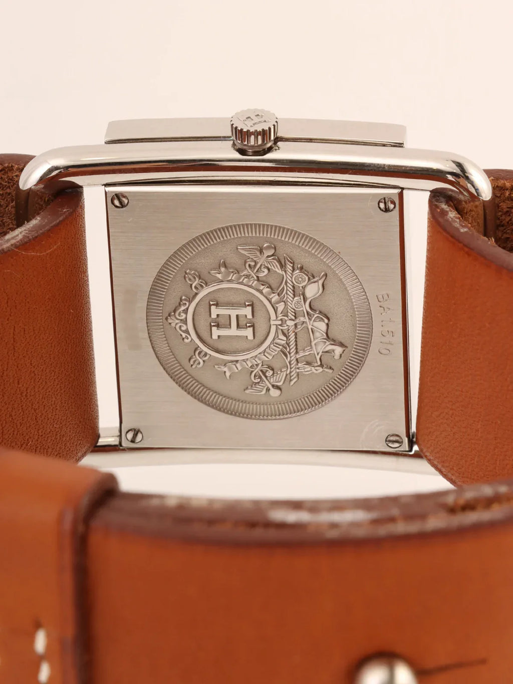 HERMES Barenia Watch Silver/Brown
