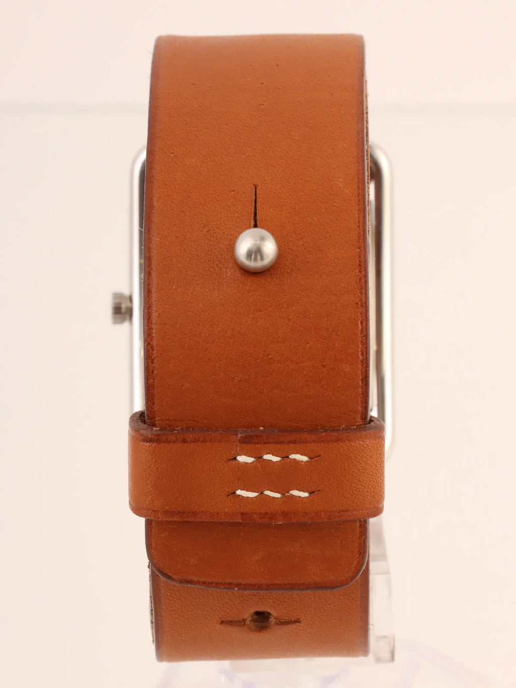HERMES Barenia Watch Silver/Brown