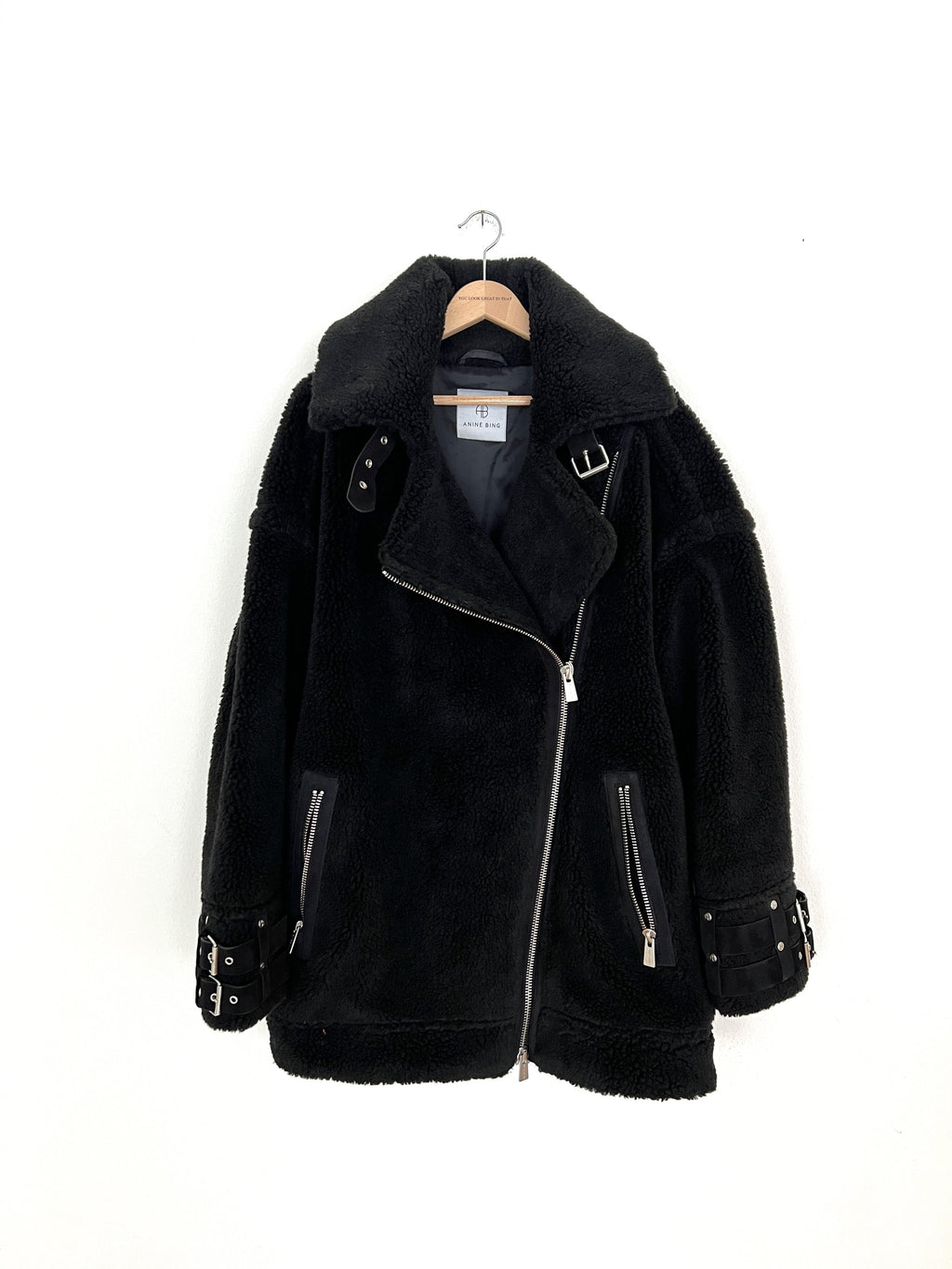 Faux Shearling Coat In Ink - Size S