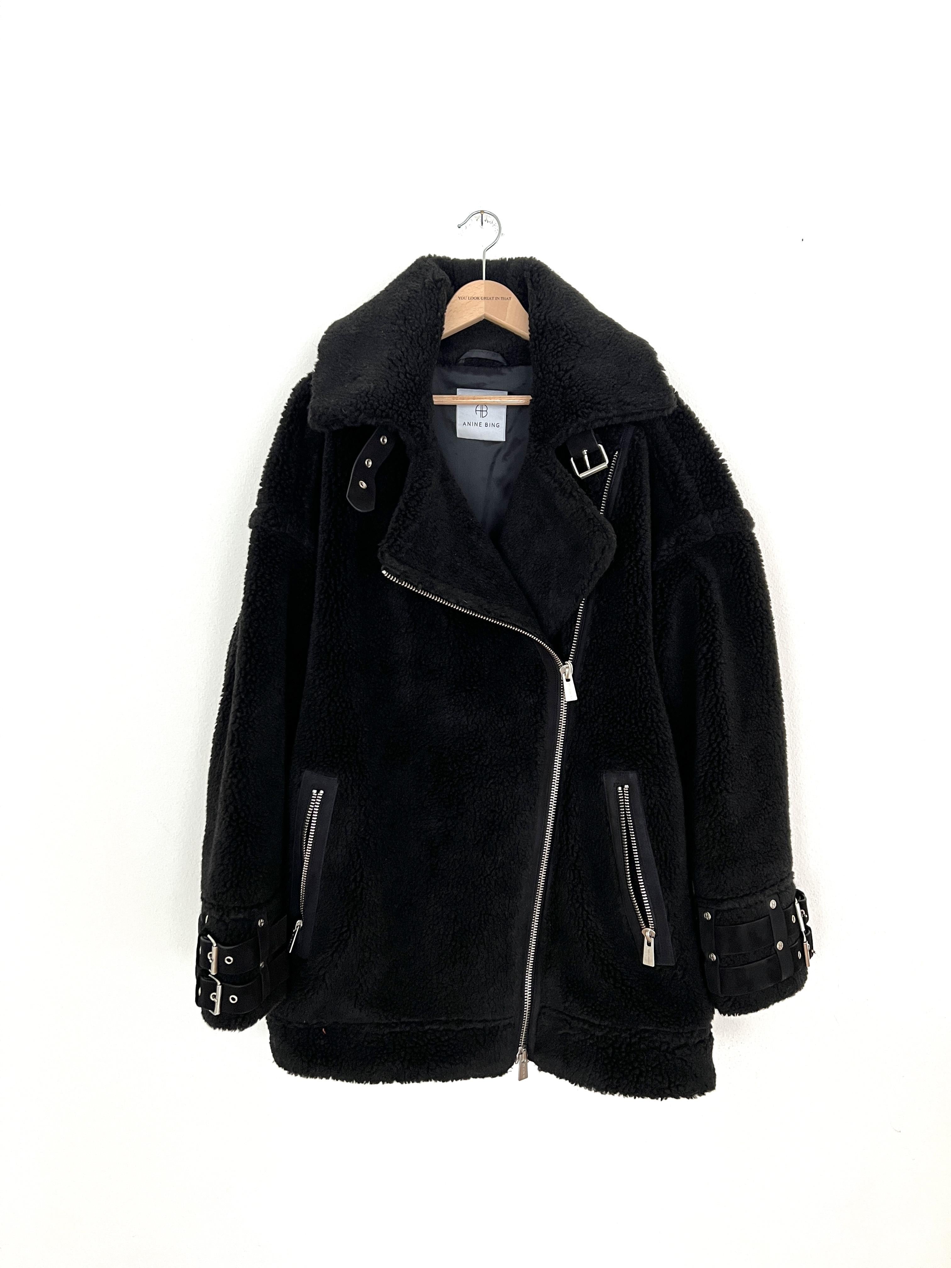 Faux Shearling Coat In Ink - Size S