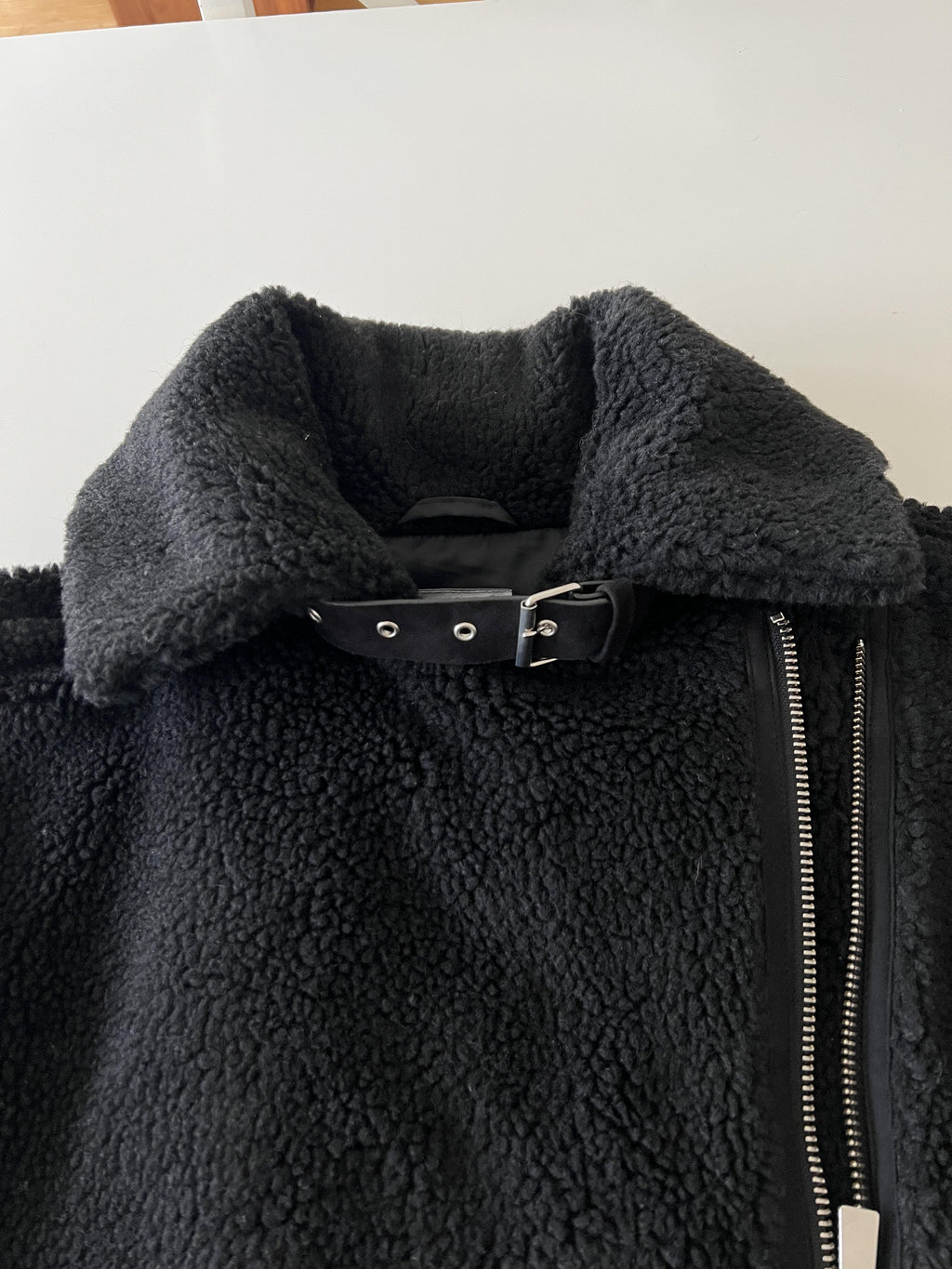 Faux Shearling Coat In Ink - Size S