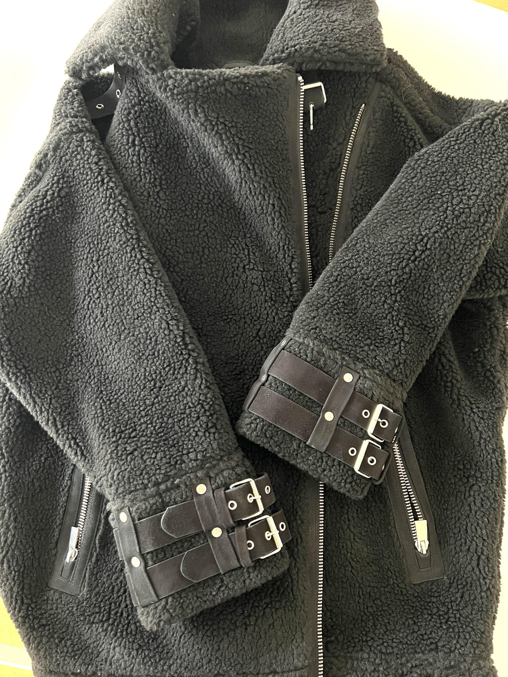 Faux Shearling Coat In Ink - Size S
