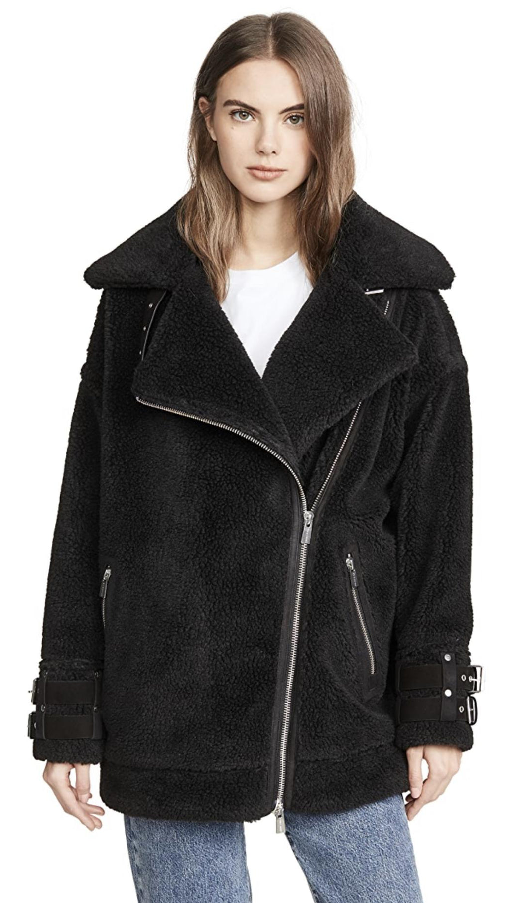 Faux Shearling Coat In Ink - Size S