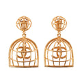 CHANEL 1993 Made Bird Cage Cc Mark Swing Earrings