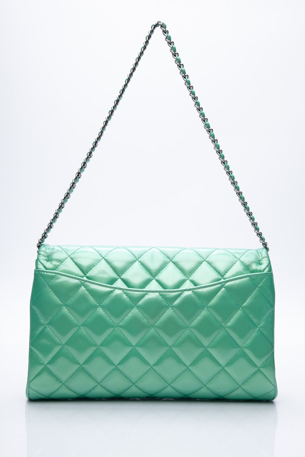CHANEL Timeless Clutch On Chain Patent Leather Green
