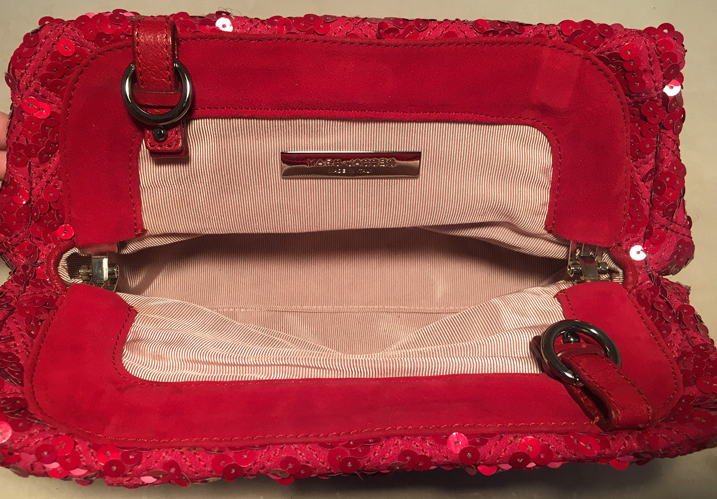 Marc Jacobs Pink Sequin Frog Clutch Shoulder Bag
