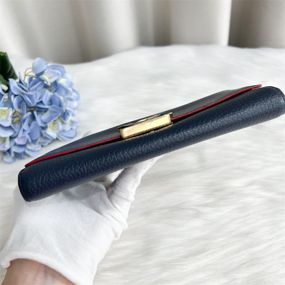 LV Capucines Wallet in Marine Rouge Grained Calfskin and GHW