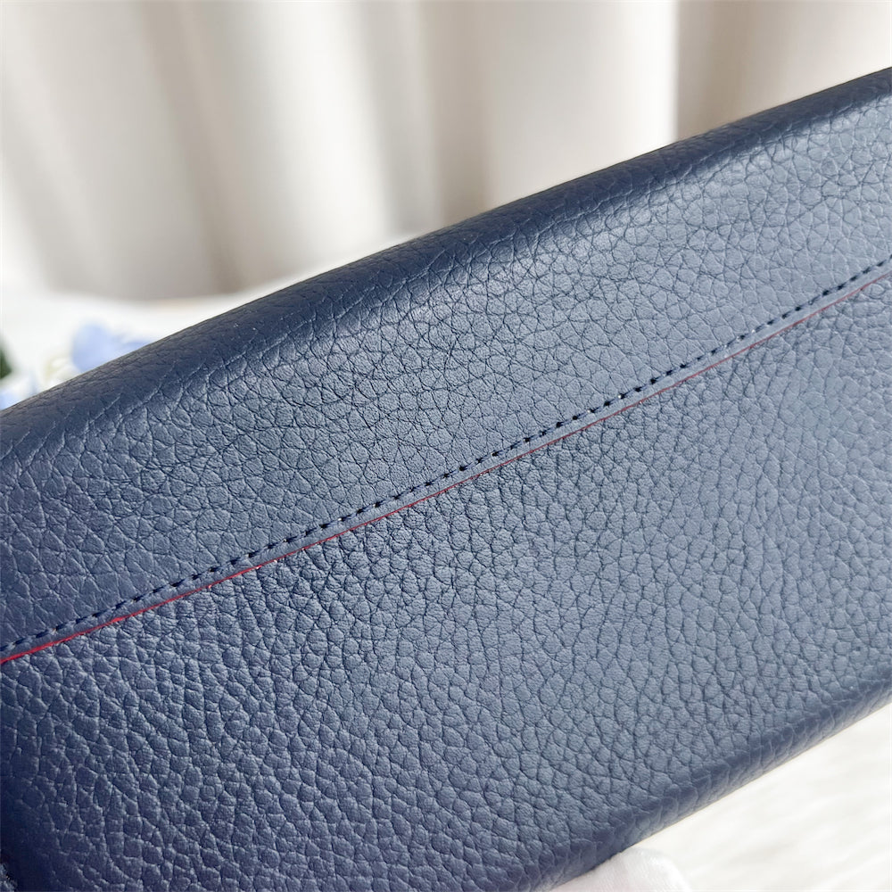 LV Capucines Wallet in Marine Rouge Grained Calfskin and GHW