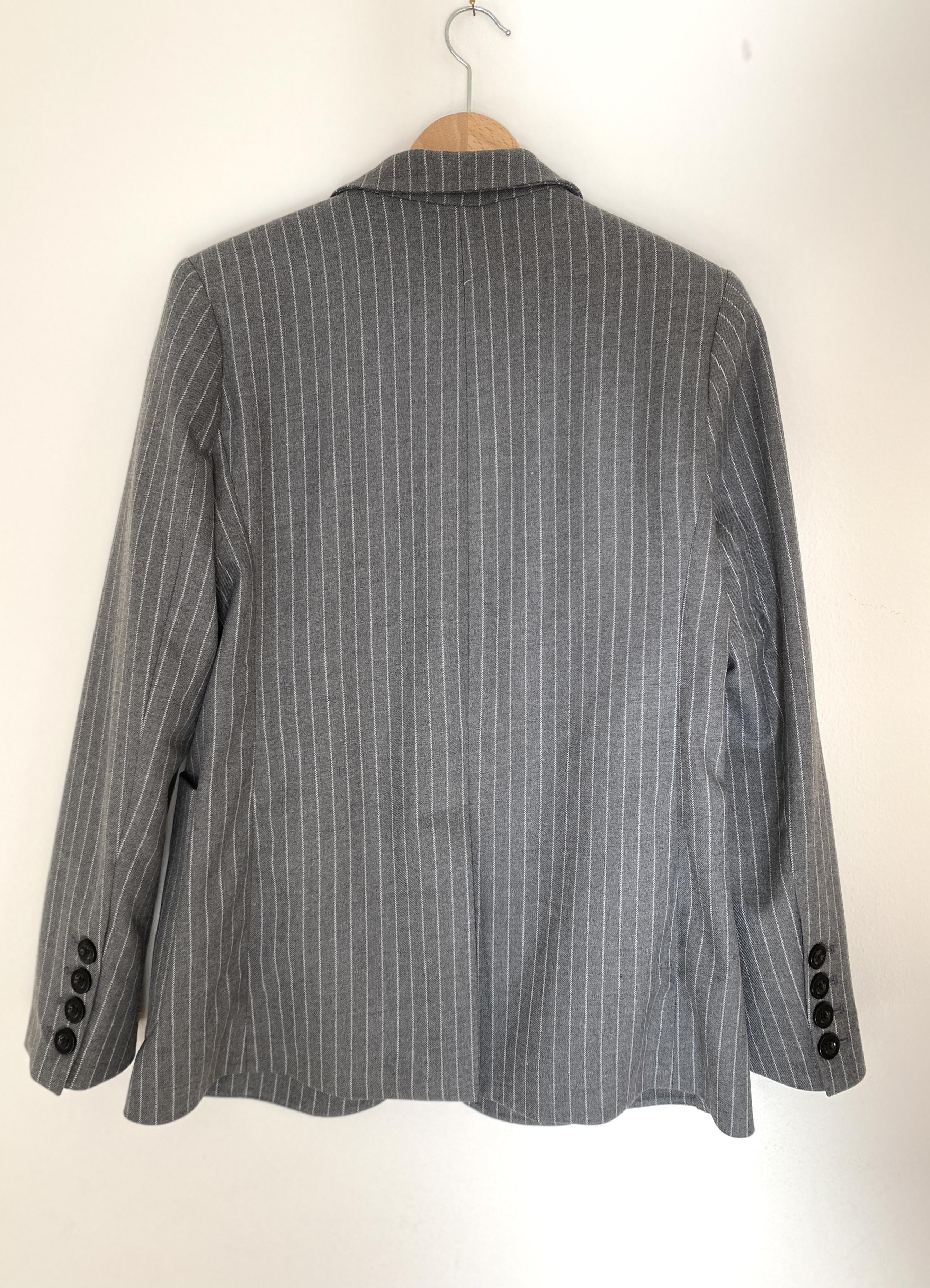 ANINE BING GREY SCHOOLBOY BLAZER WITH STRIPES - SIZE XS