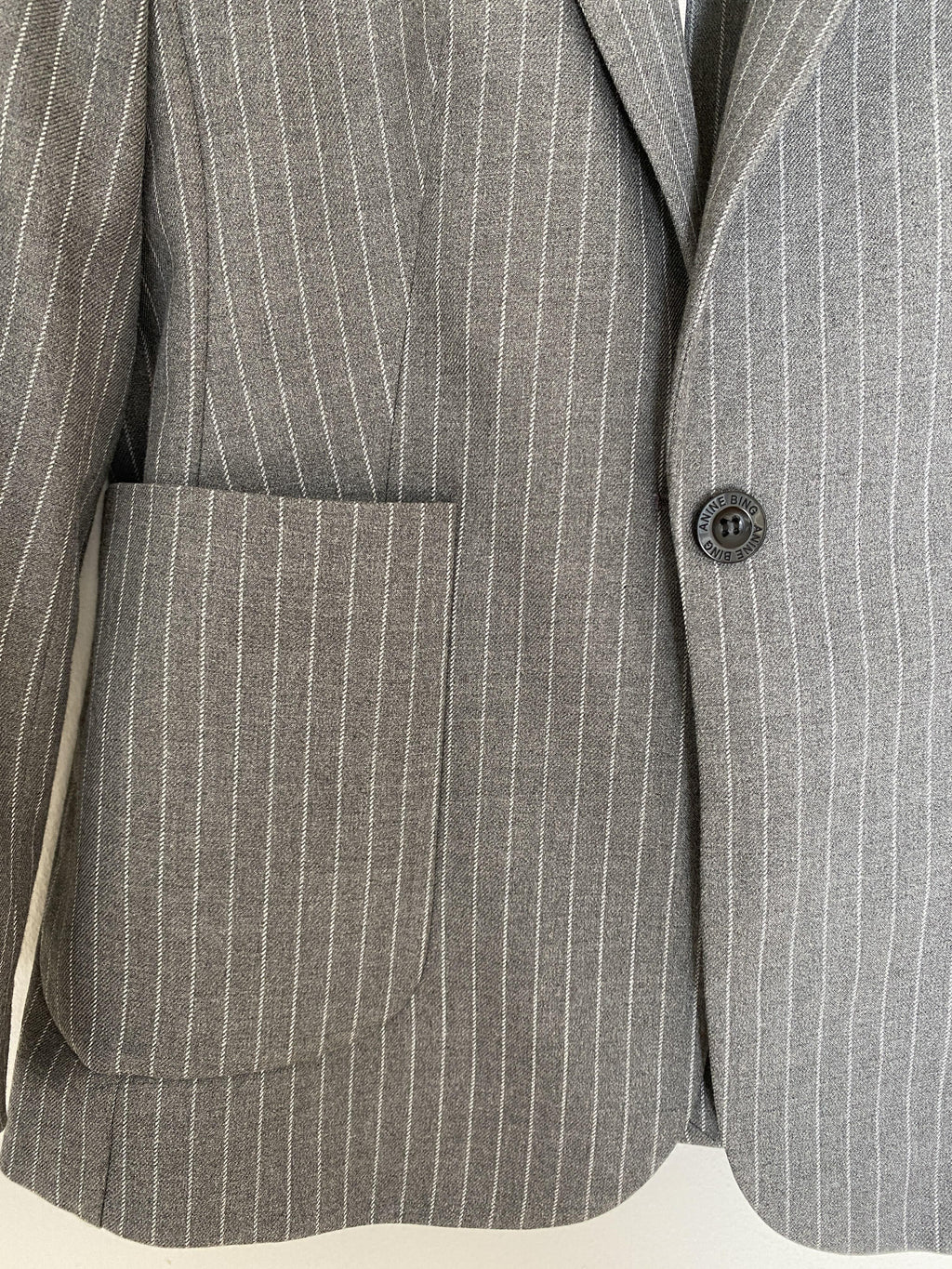 ANINE BING GREY SCHOOLBOY BLAZER WITH STRIPES - SIZE XS