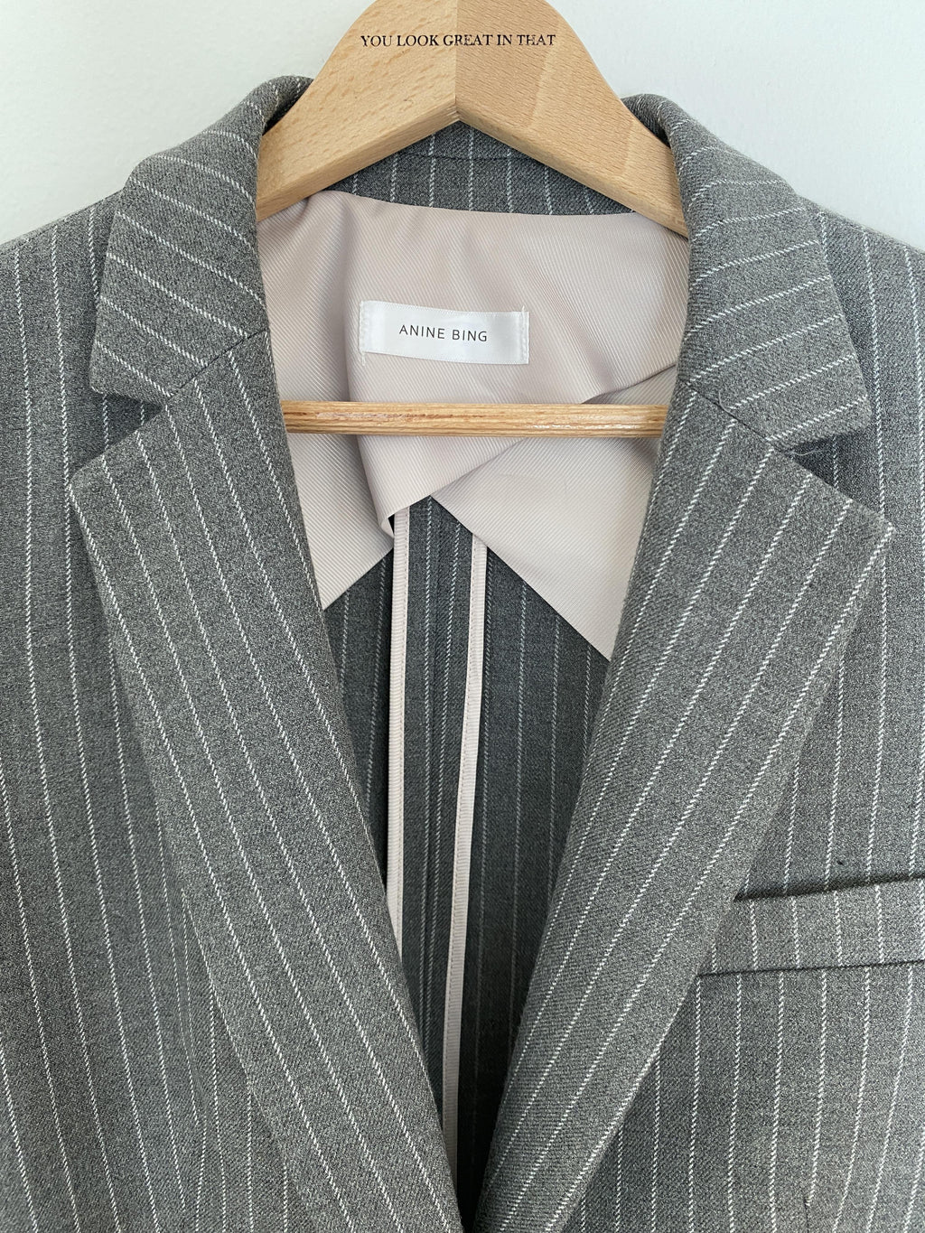 ANINE BING GREY SCHOOLBOY BLAZER WITH STRIPES - SIZE XS
