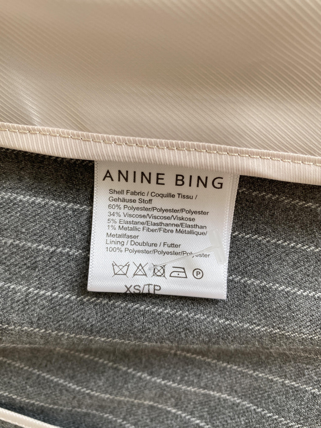 ANINE BING GREY SCHOOLBOY BLAZER WITH STRIPES - SIZE XS