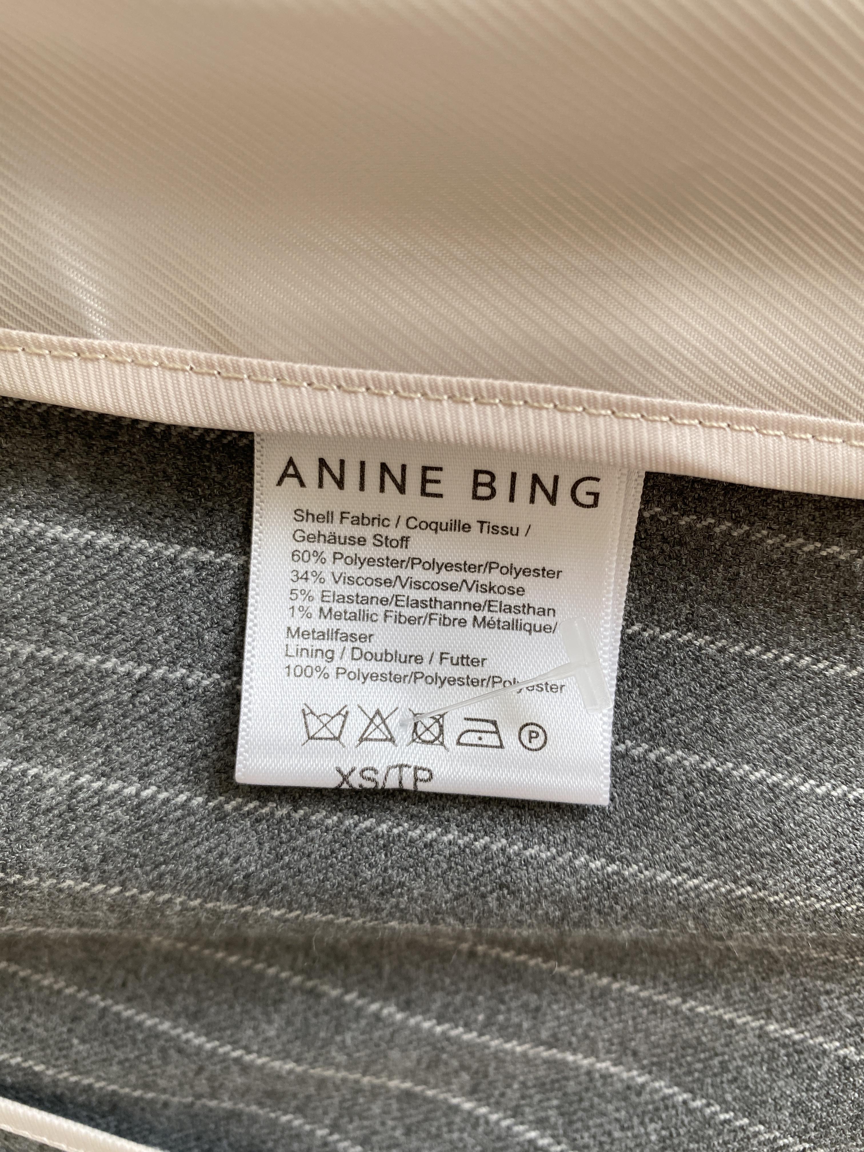 ANINE BING GREY SCHOOLBOY BLAZER WITH STRIPES - SIZE XS