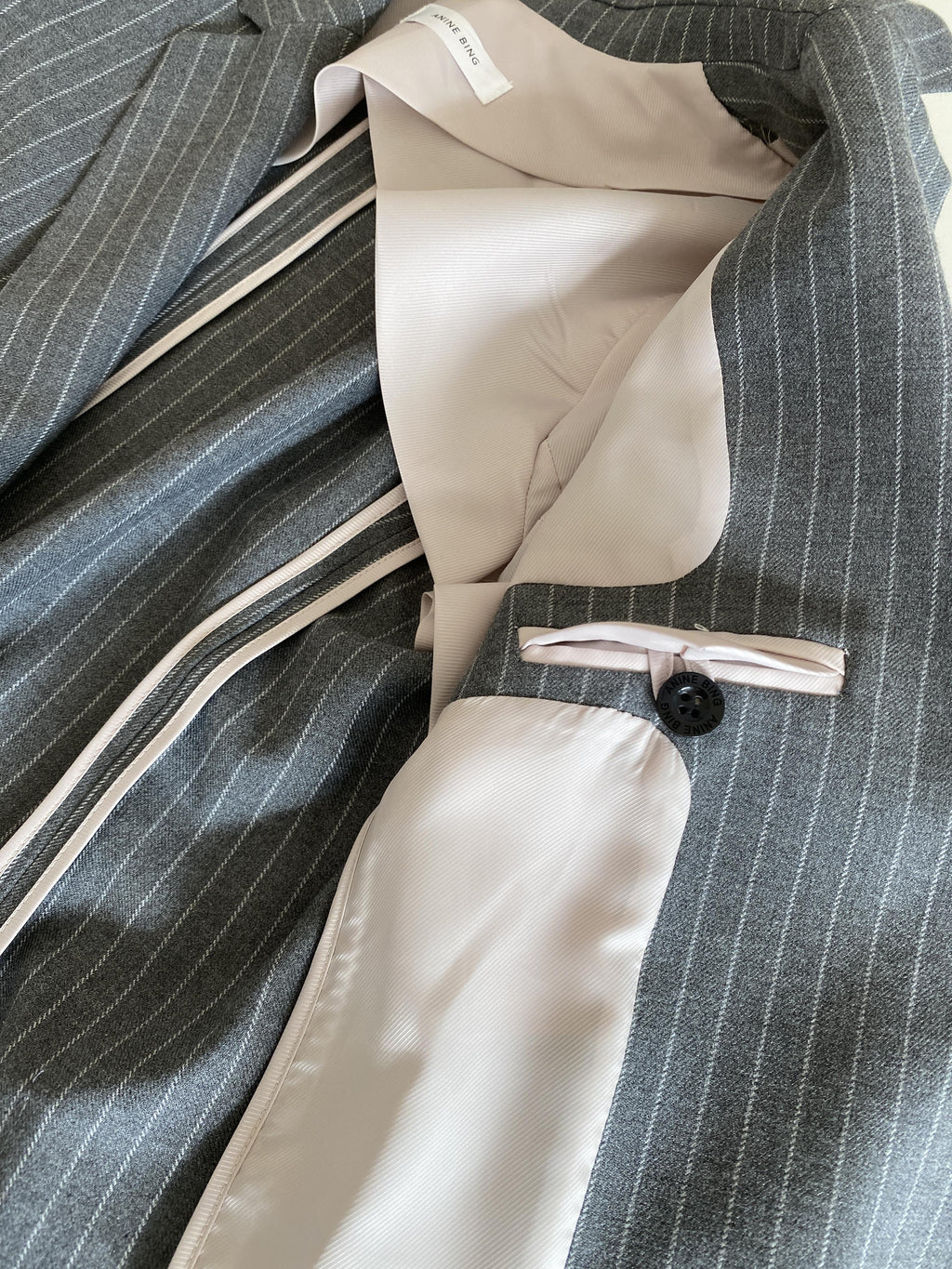 ANINE BING GREY SCHOOLBOY BLAZER WITH STRIPES - SIZE XS