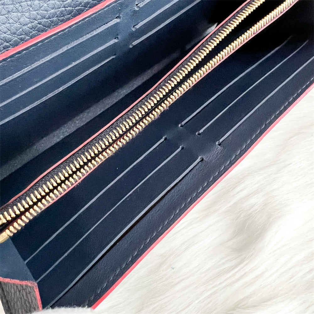 LV Capucines Wallet in Marine Rouge Grained Calfskin and GHW