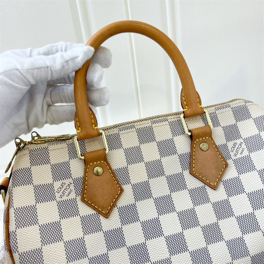 LV Speedy 25 Bandouliere in Damier Azur Canvas GHW