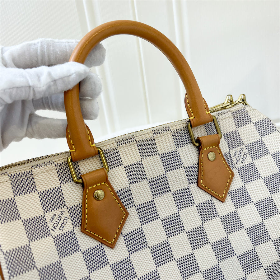LV Speedy 25 Bandouliere in Damier Azur Canvas GHW