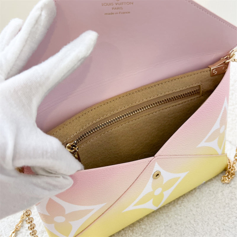 LV Large Kirigami Pochette in Pink / Yellow By the Pool Canvas and GHW