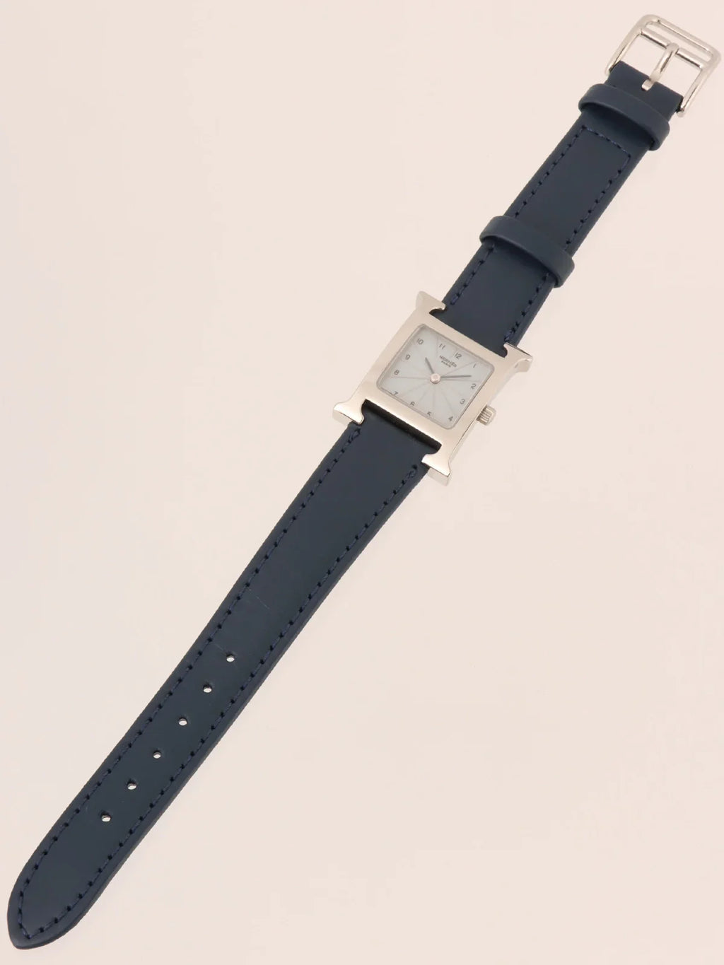 HERMES H Watch Silver/Navy/Grey