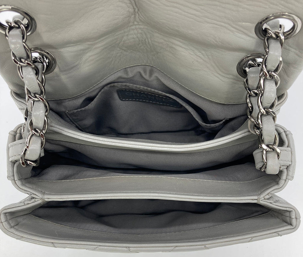 Chanel Grey Quilted Leather Mini Accordion Bag