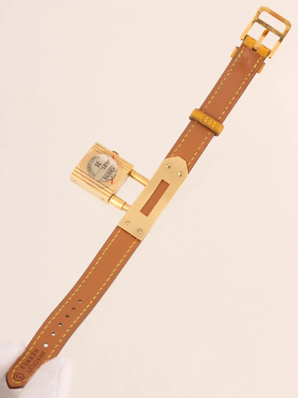 HERMES 1989 Made Kelly Watch Yellow/Gold