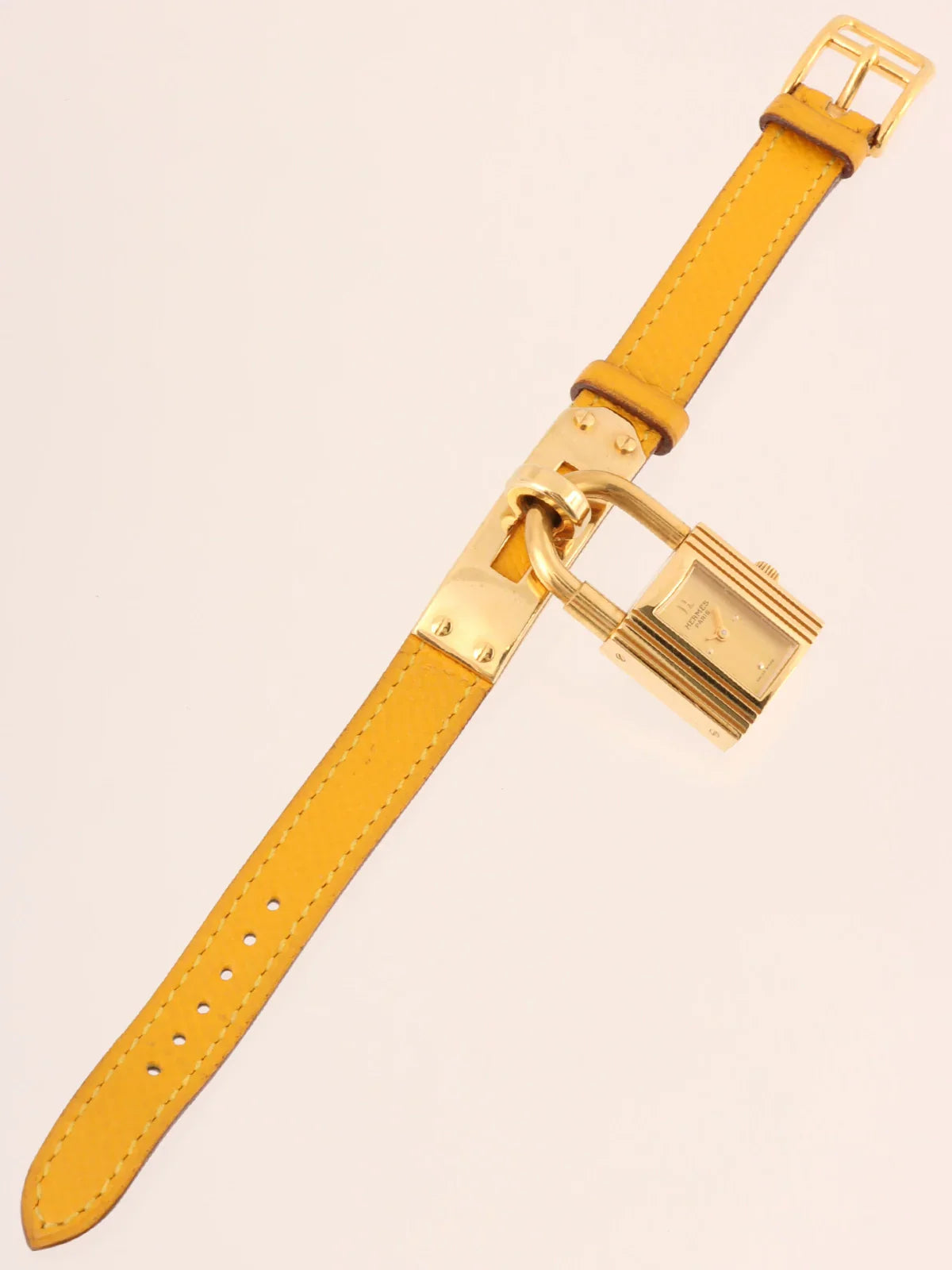 HERMES 1989 Made Kelly Watch Yellow/Gold