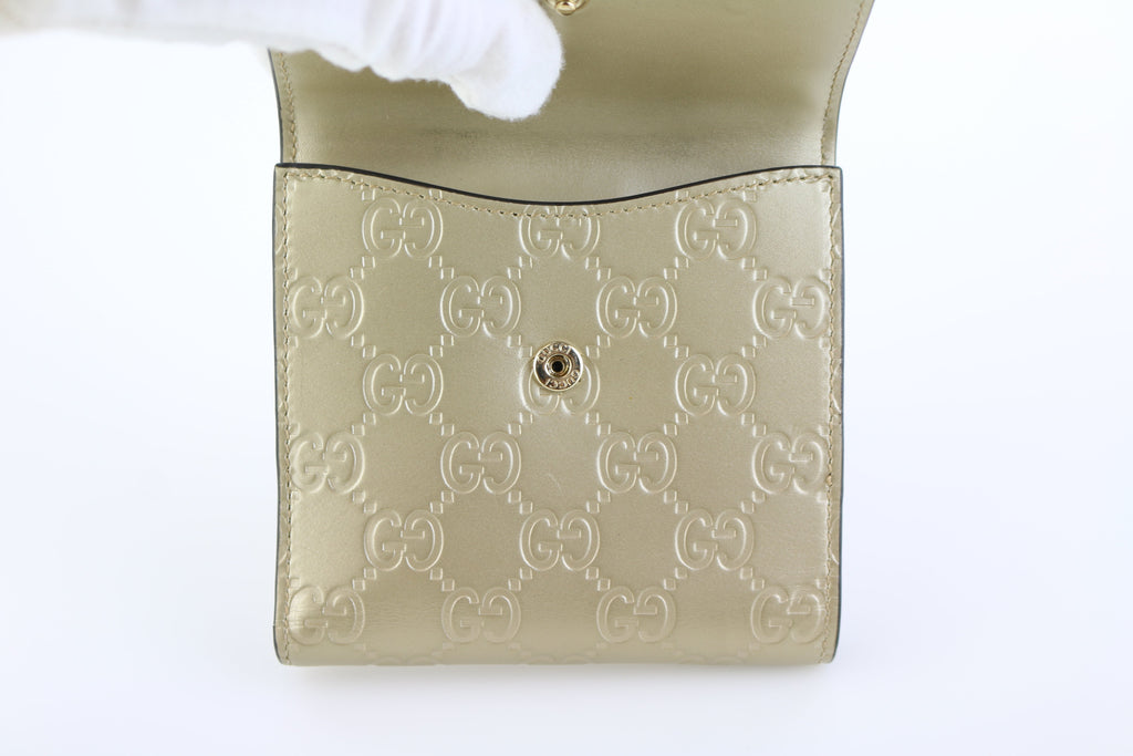 Gold Guccissima Bow Wallet