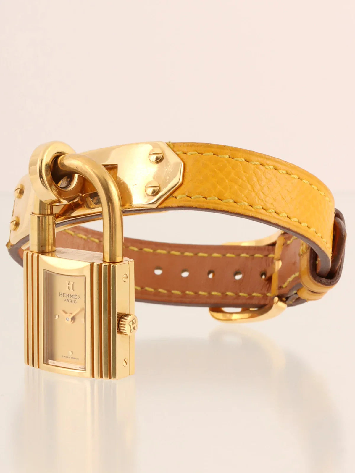 HERMES 1989 Made Kelly Watch Yellow/Gold