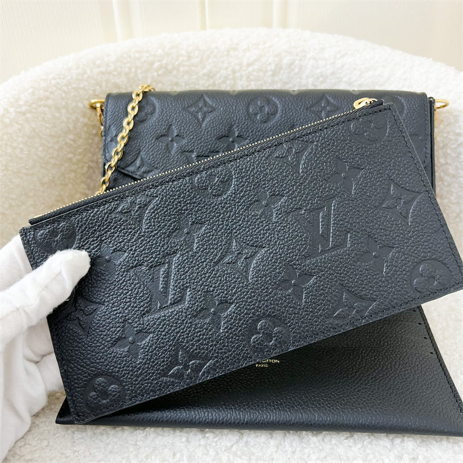 LV Felicie Pochette in Black Empreinte Leather GHW