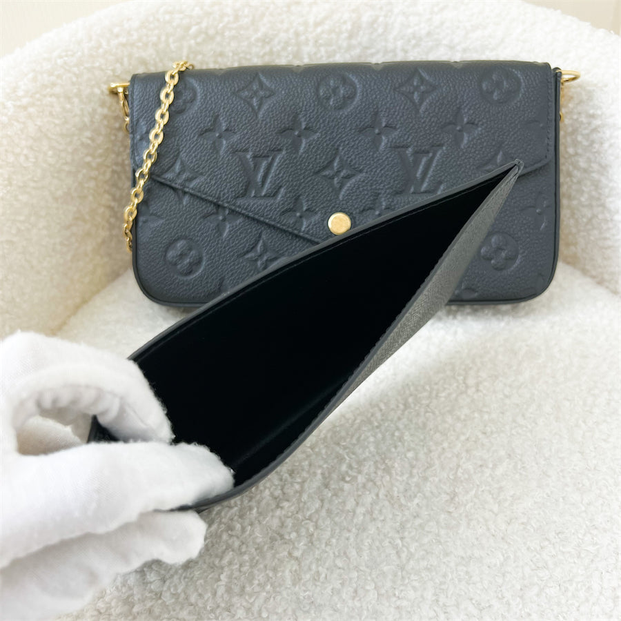 LV Felicie Pochette in Black Empreinte Leather GHW