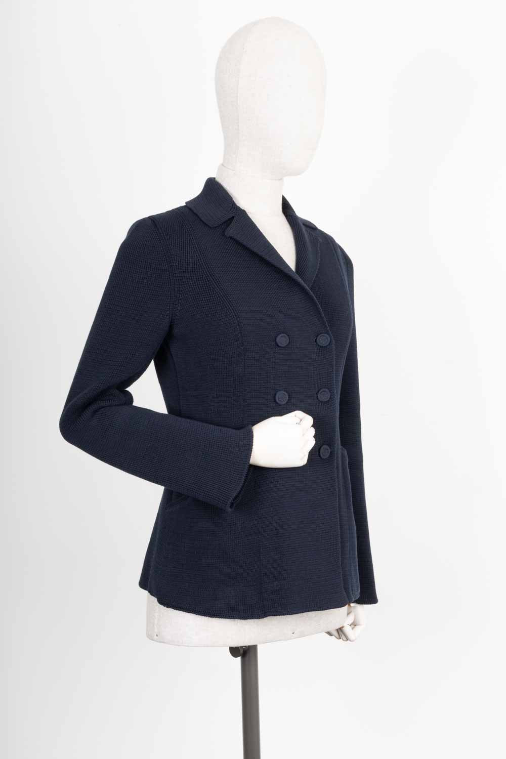 CHRISTIAN DIOR 30 Montaigne Bar Jacket Knit Wool Navy