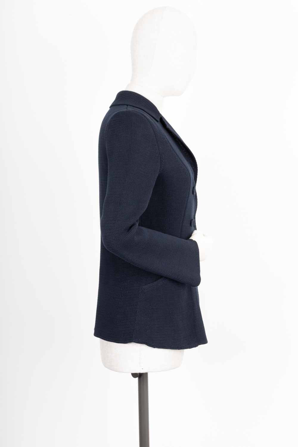 CHRISTIAN DIOR 30 Montaigne Bar Jacket Knit Wool Navy