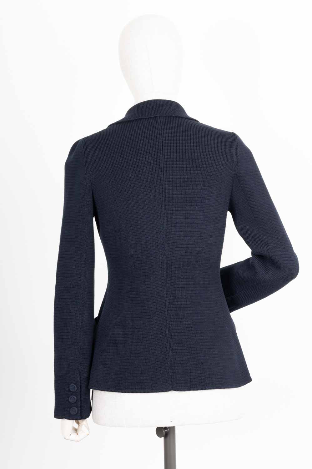 CHRISTIAN DIOR 30 Montaigne Bar Jacket Knit Wool Navy