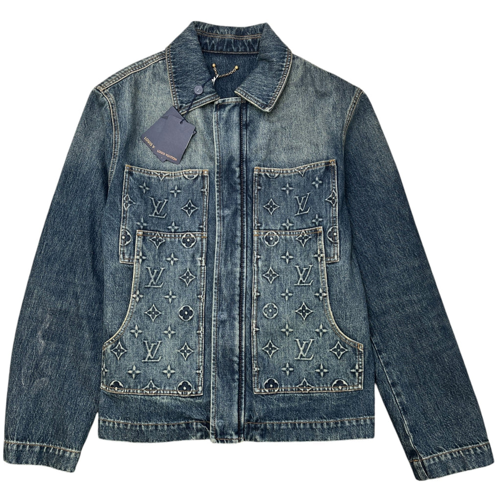 Men's Monogram Workwear Denim Jacket Blue Size IT 52 / XL