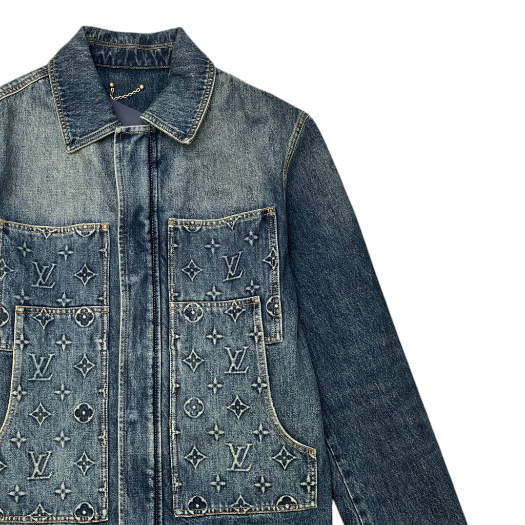 Men's Monogram Workwear Denim Jacket Blue Size IT 52 / XL