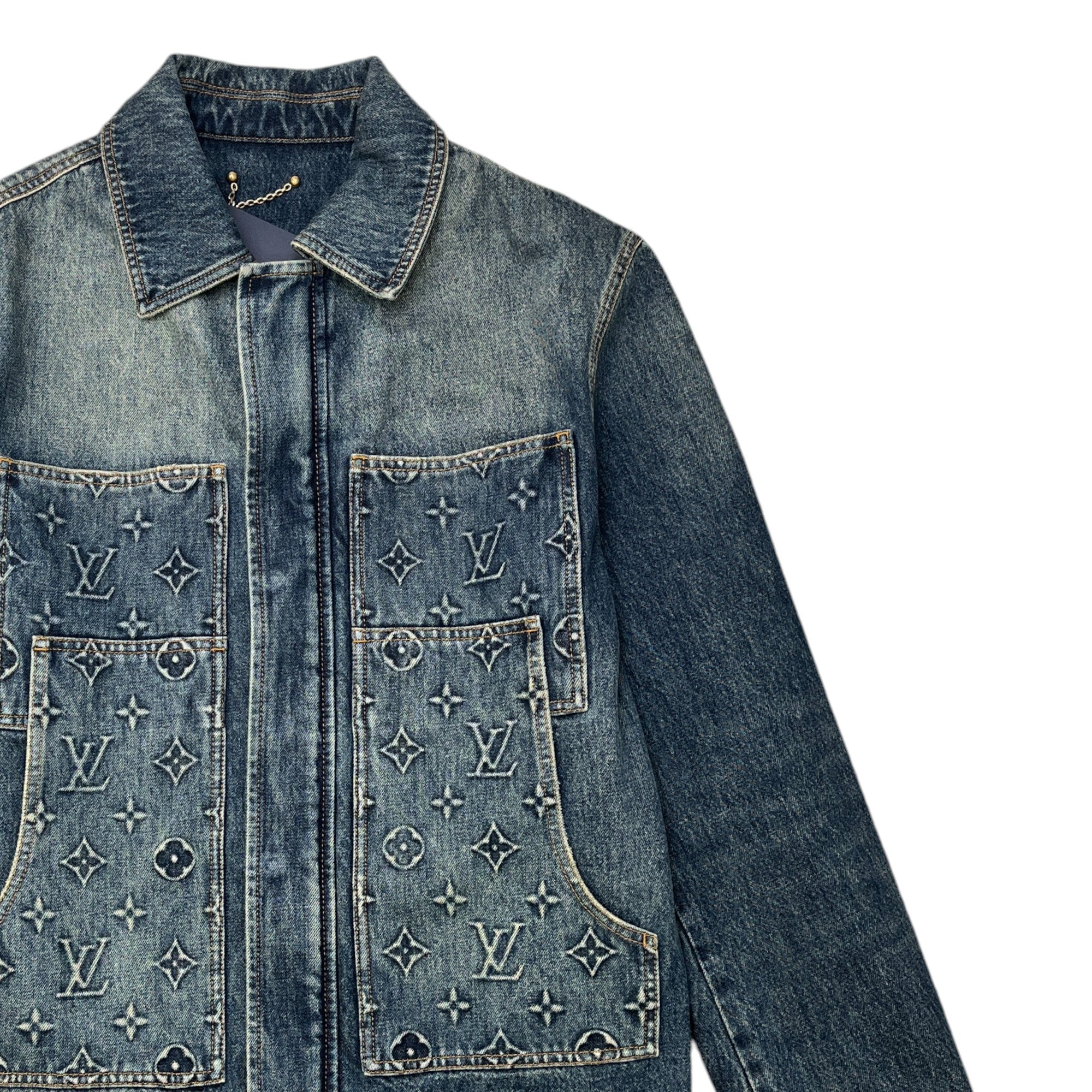 Men's Monogram Workwear Denim Jacket Blue Size IT 52 / XL