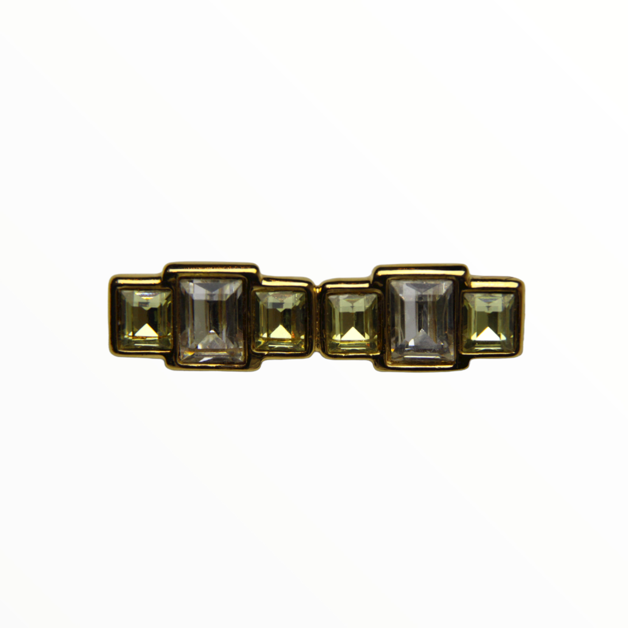 Celine symmetrical brooch with pastel green and transparent stones - 1990s