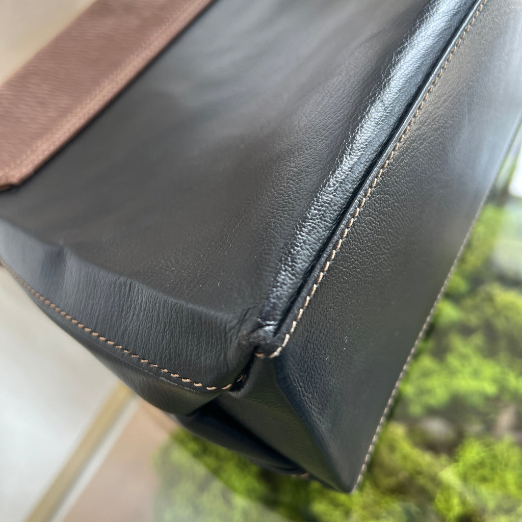 LOEWE Velazquez Black Handbag with Gold Top Handle