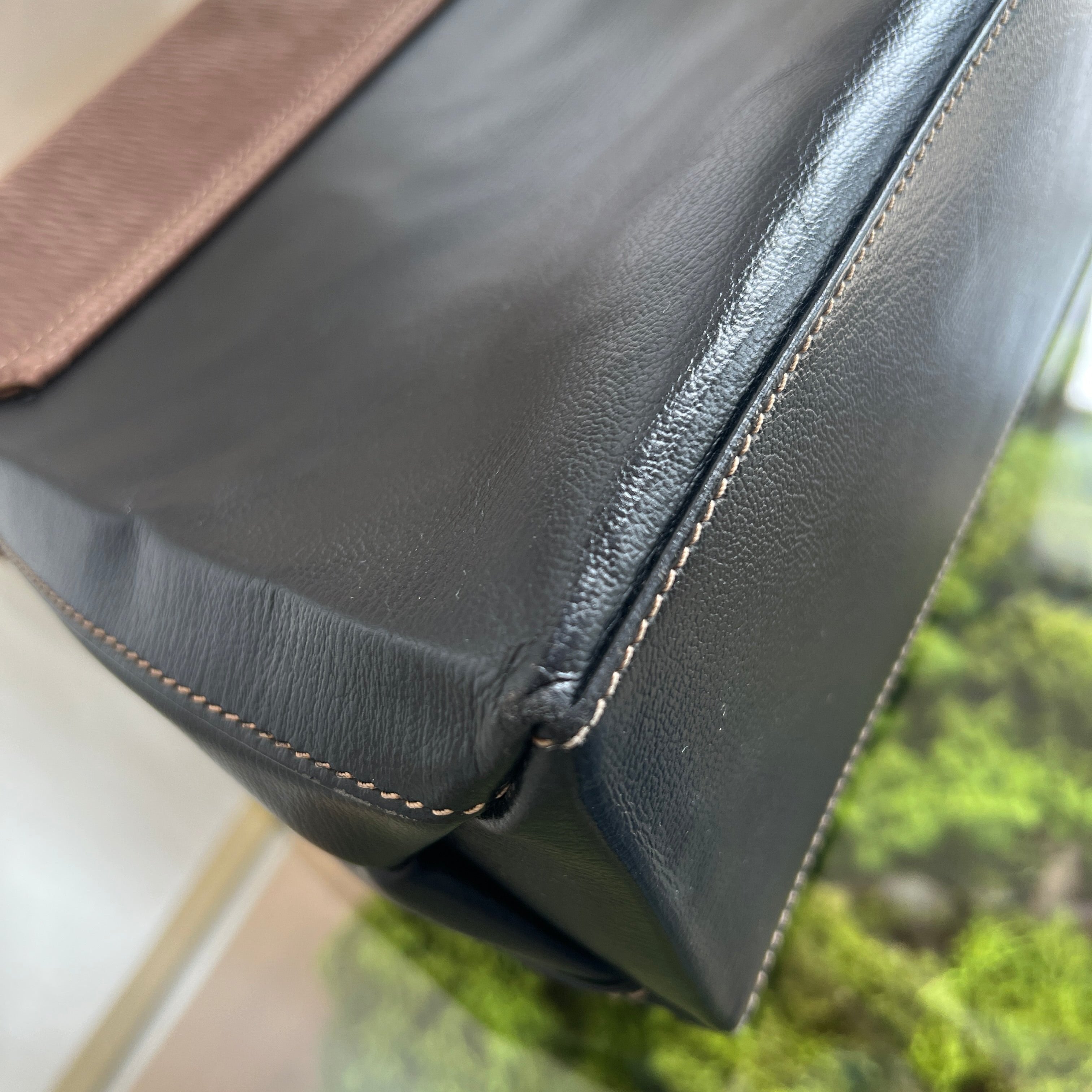 LOEWE Velazquez Black Handbag with Gold Top Handle