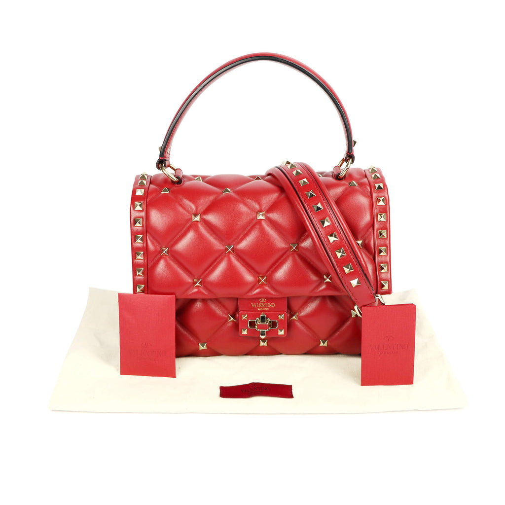 Valentino Candystud Red Quilted Leather