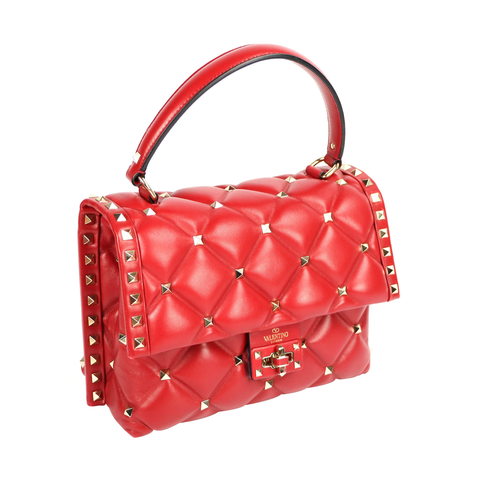 Valentino Candystud Red Quilted Leather