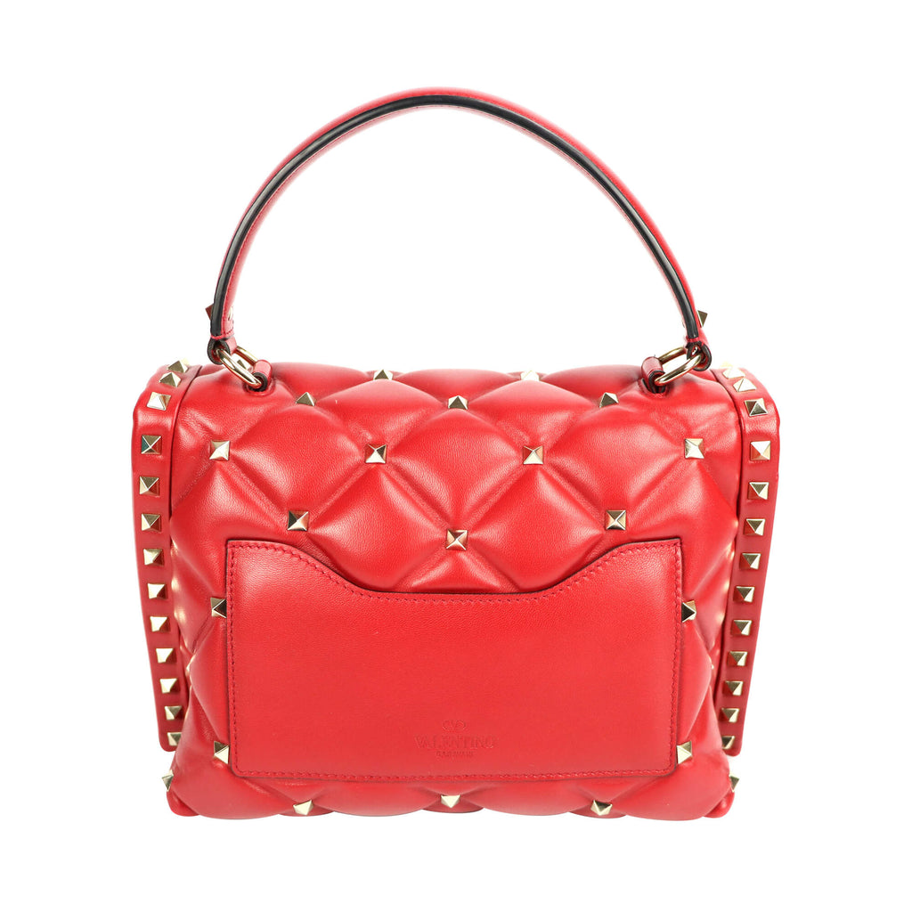 Valentino Candystud Red Quilted Leather