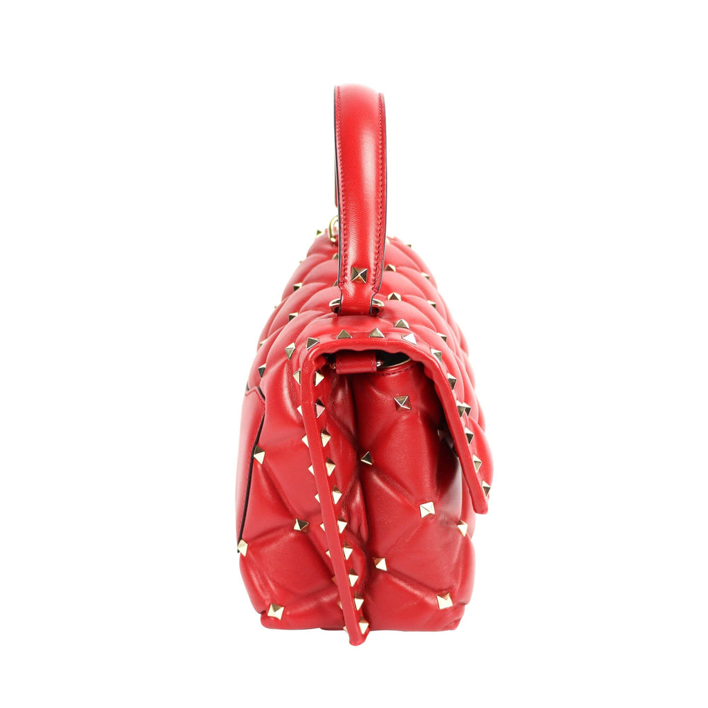 Valentino Candystud Red Quilted Leather