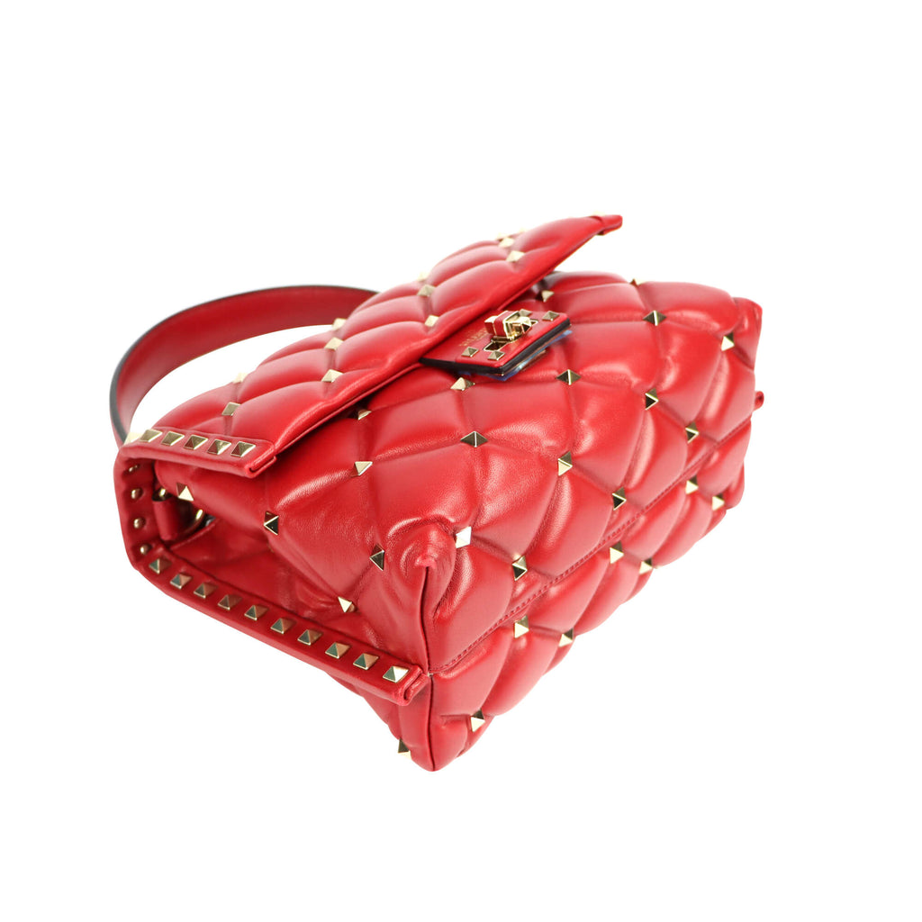Valentino Candystud Red Quilted Leather