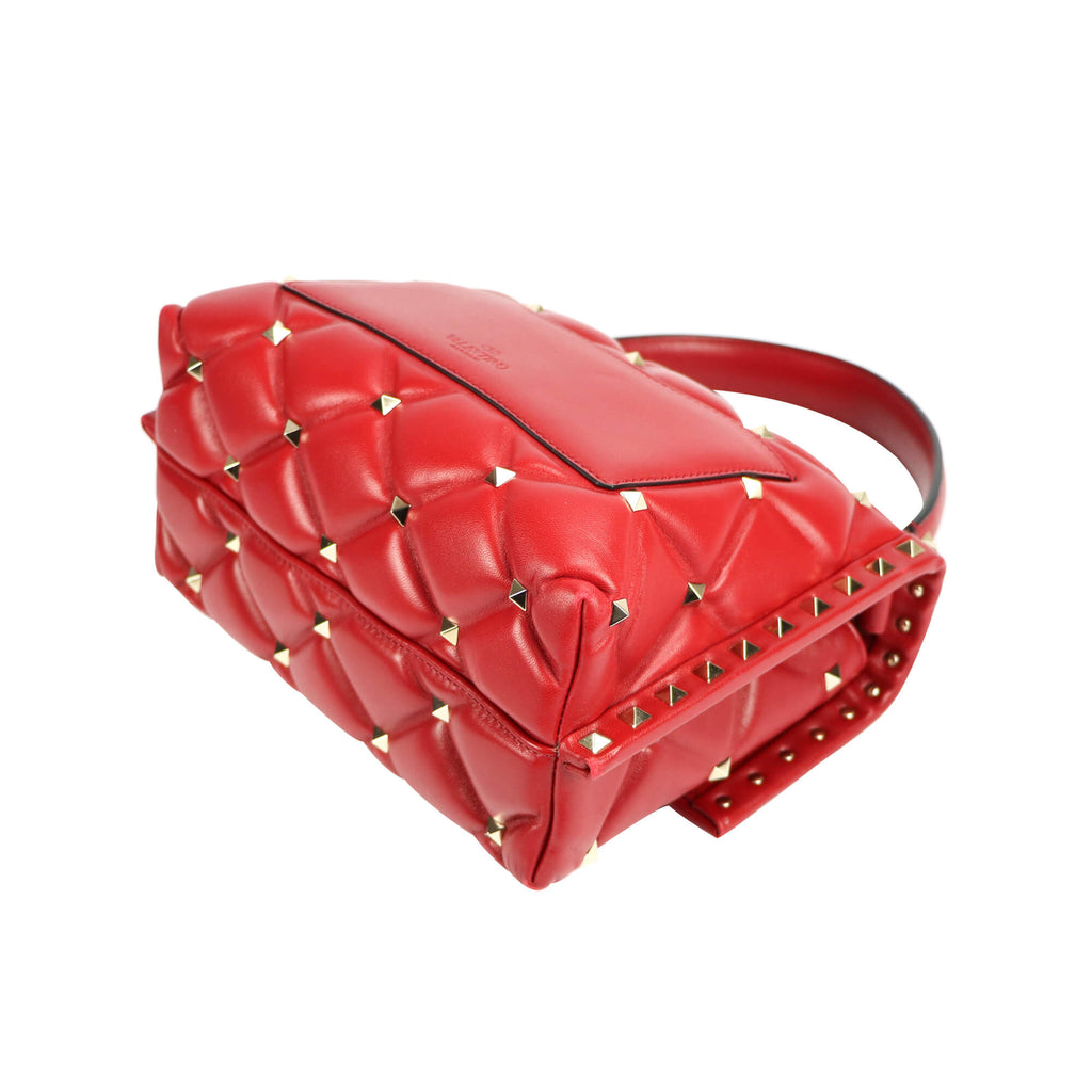 Valentino Candystud Red Quilted Leather