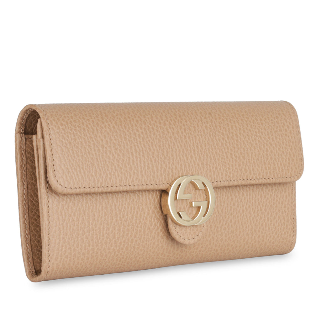 Gucci Interlocking GG Long Wallet - Beige