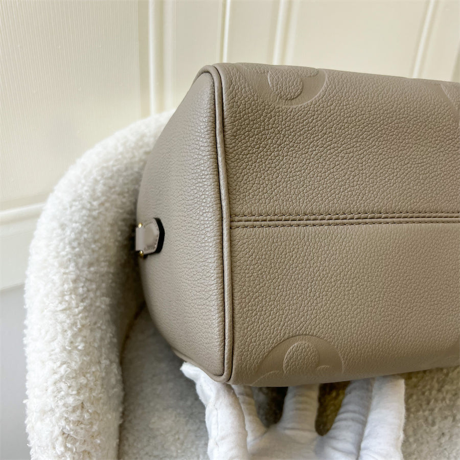 LV Speedy Bandouliere 25 in Tourterelle Monogram Empreinte Leather GHW