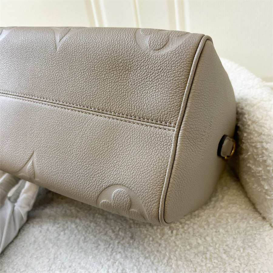 LV Speedy Bandouliere 25 in Tourterelle Monogram Empreinte Leather GHW