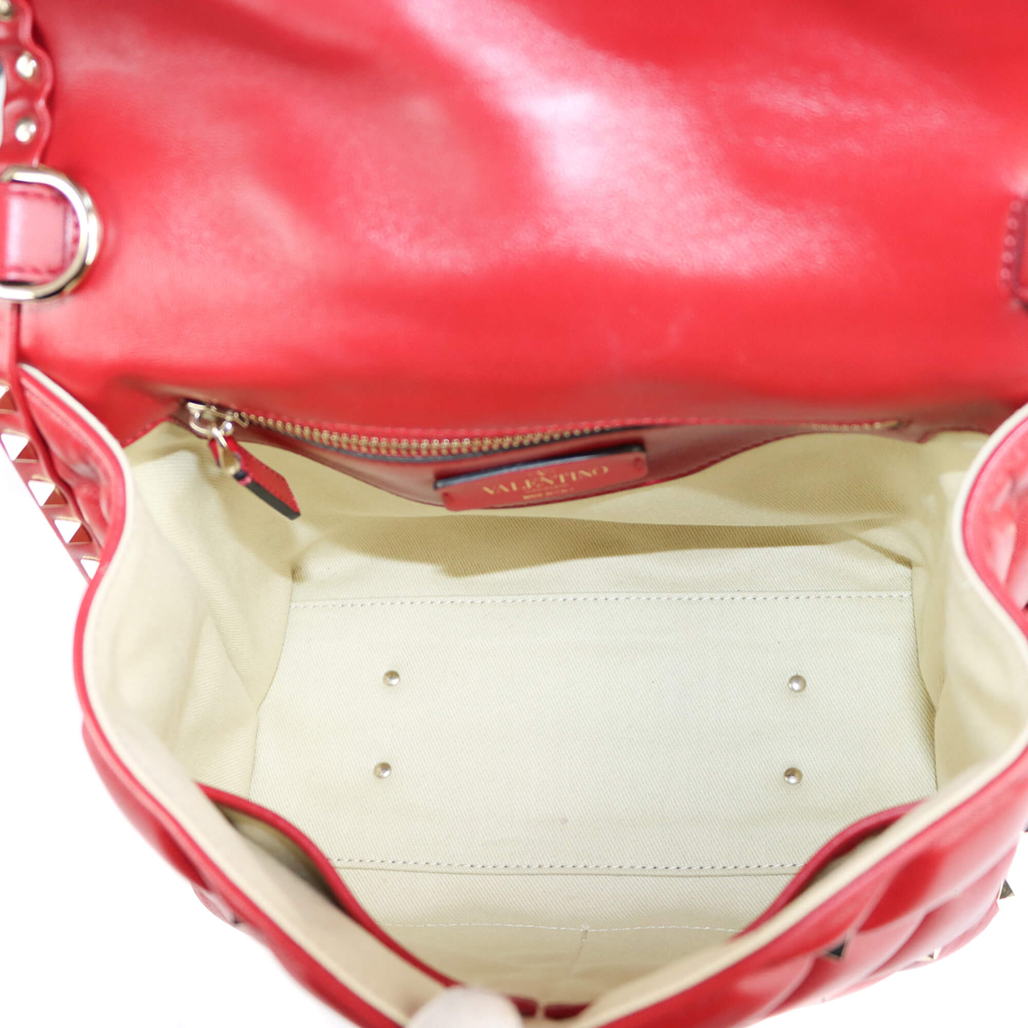 Valentino Candystud Red Quilted Leather